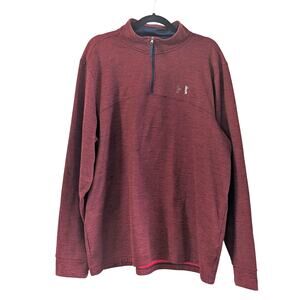 Under Armour Quarter Zip Pullover XXL Red Heather Navy Men's Athletic Sweater